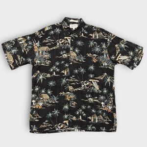 Vintage Campia Moda Shirt Mens M Floral Surf Cocktail Palm Short Sleeve Hawaiian